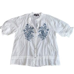 JP and Mattie Blouse Womens Excellent Embroidered Boho Cottagecore M White